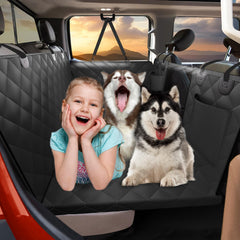 ROUWINNE back seat extender with wide coverage for dogs on road trips.