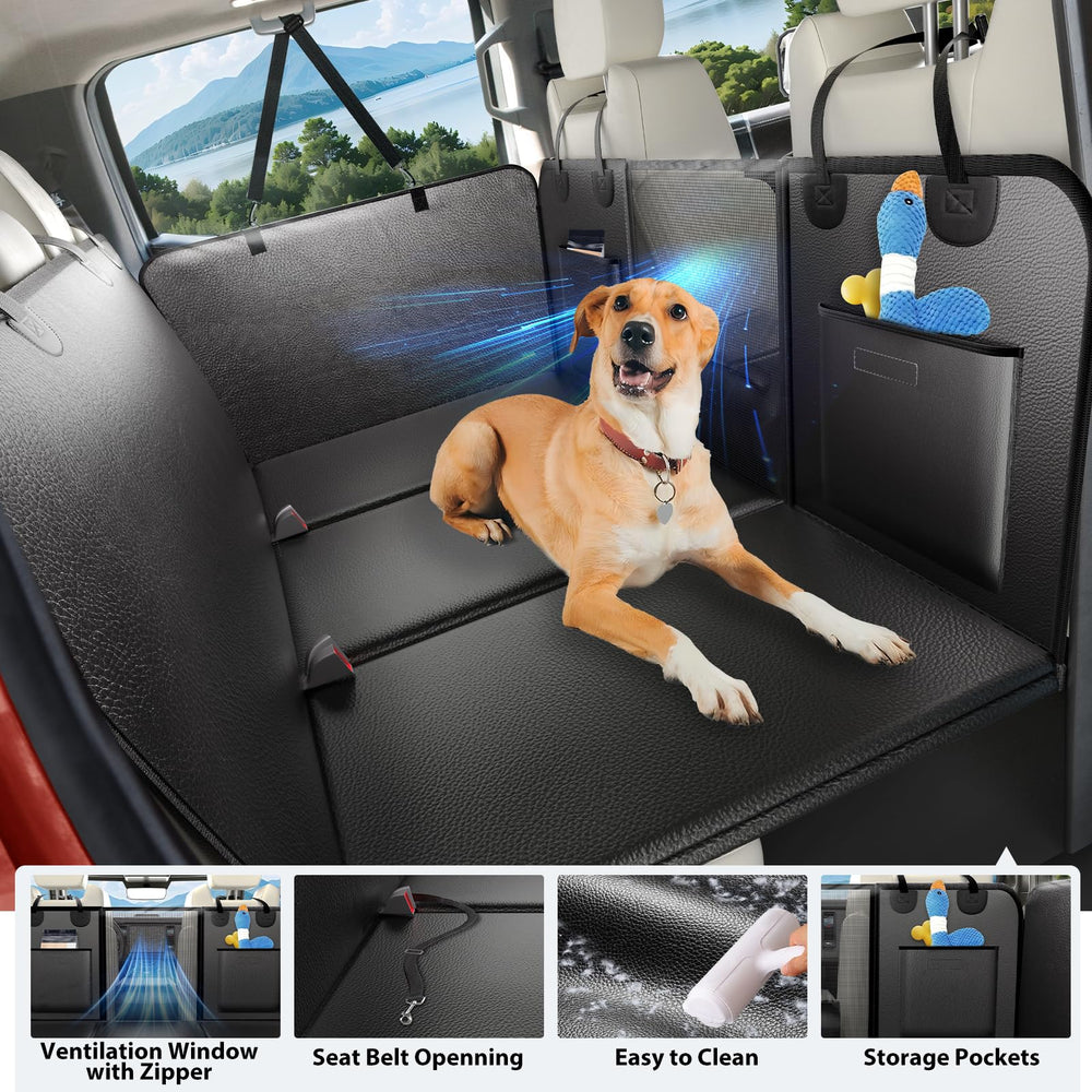 Full-coverage back seat protects seats and doors from dirt and claws