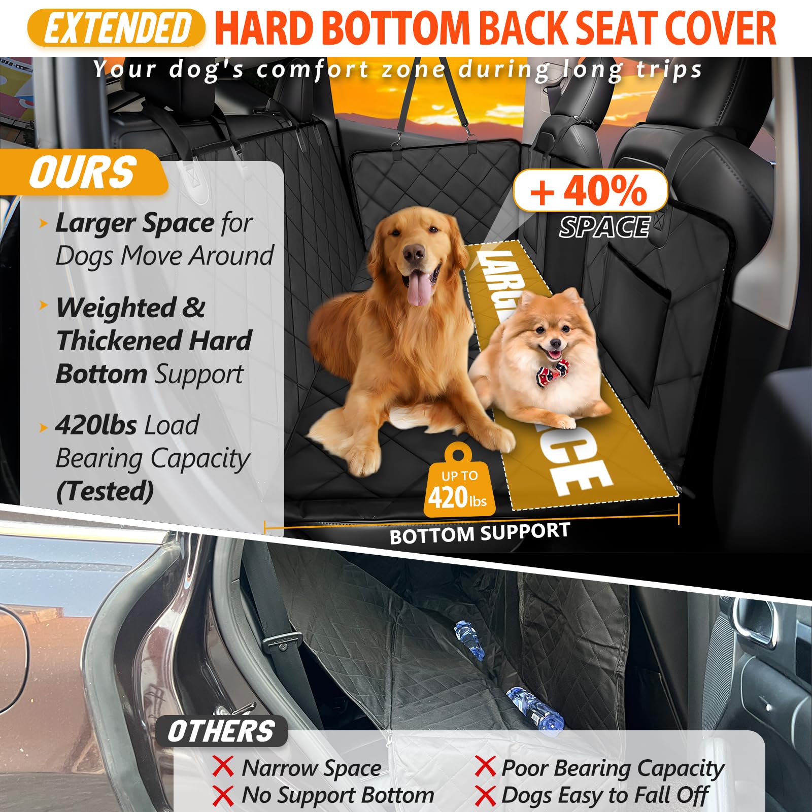 ROUWINNE hard bottom with 420 lbs load capacity for larger dogs.