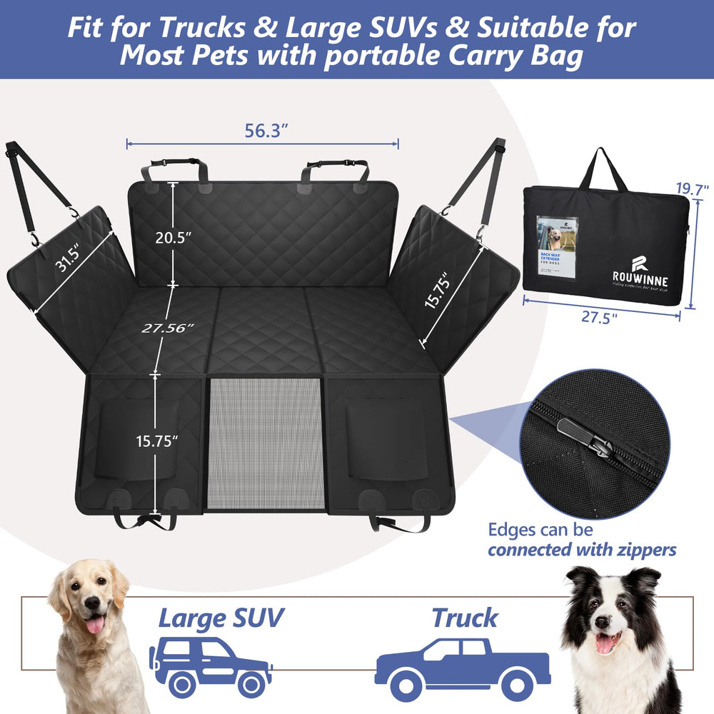 ROUWINNE mesh window for breathable, interactive travel with dogs.