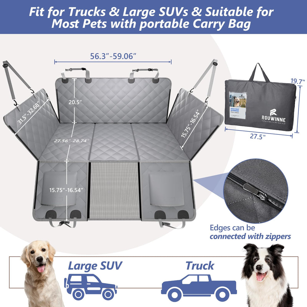 ROUWINNE mesh window provides breathability while keeping dogs visible.
