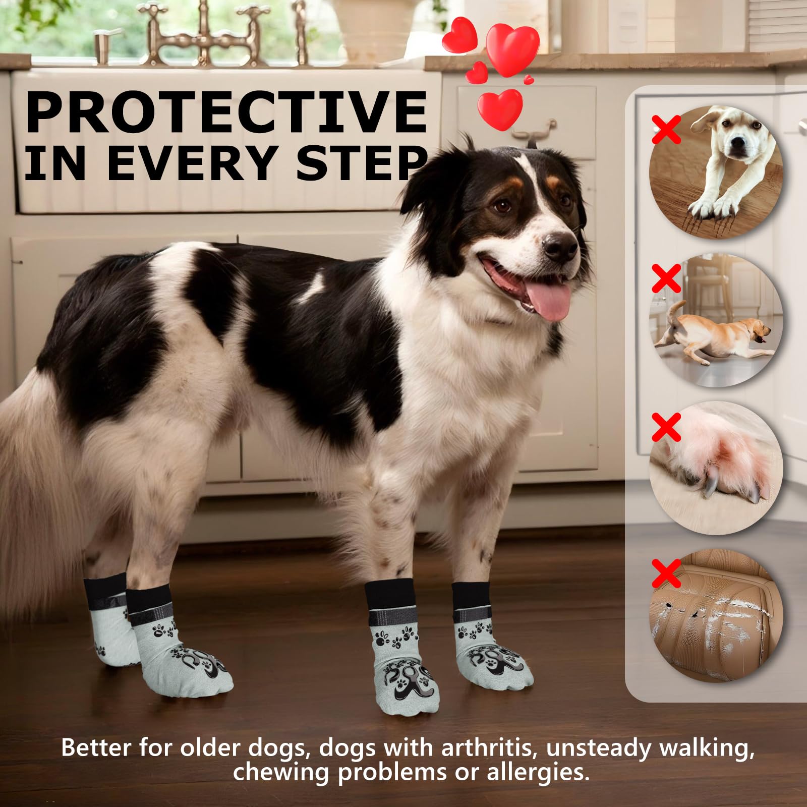 Rouwinne pack of four dog socks for versatility