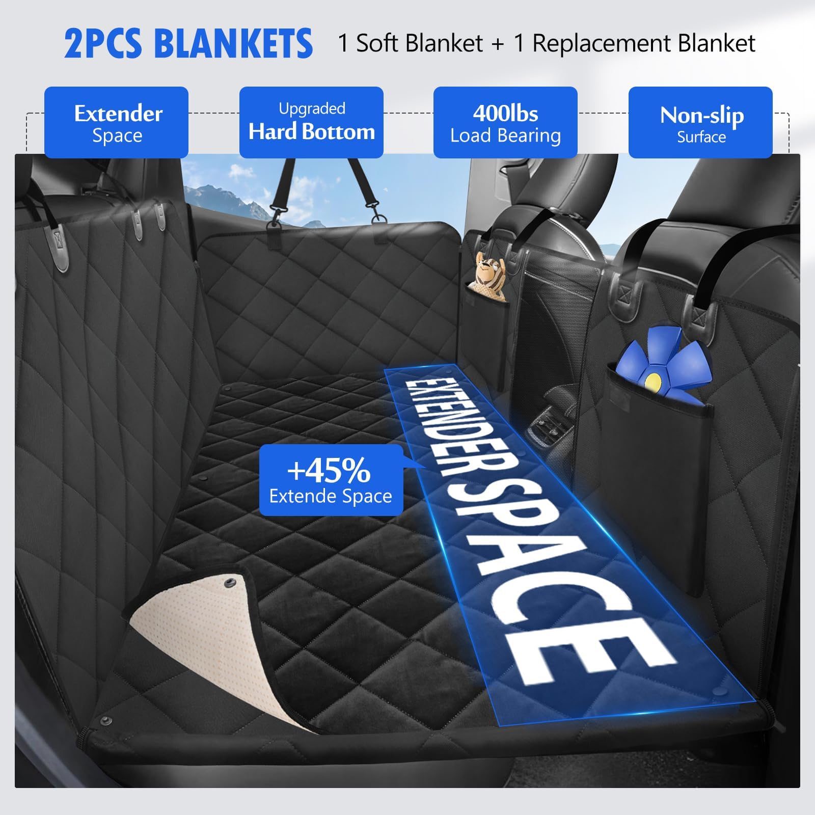 Removable blankets add comfort and simplify cleaning after muddy paws.