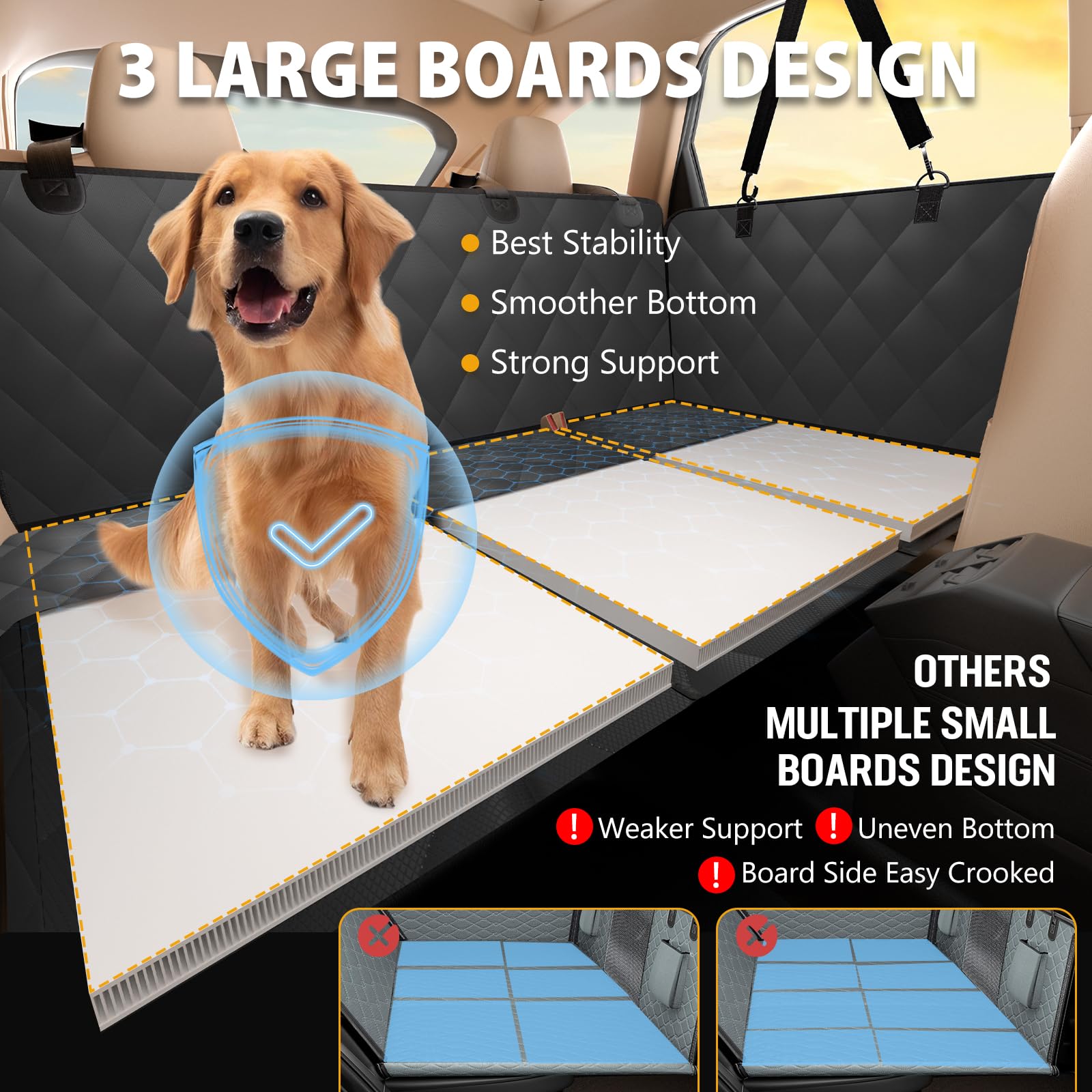 ROUWINNE 100 percent waterproof fabric protects back seats from hair and mess.