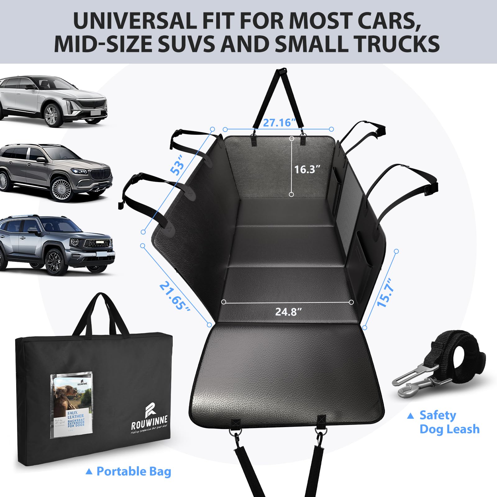 ROUWINNE waterproof design protects the backseat from fur and spills.