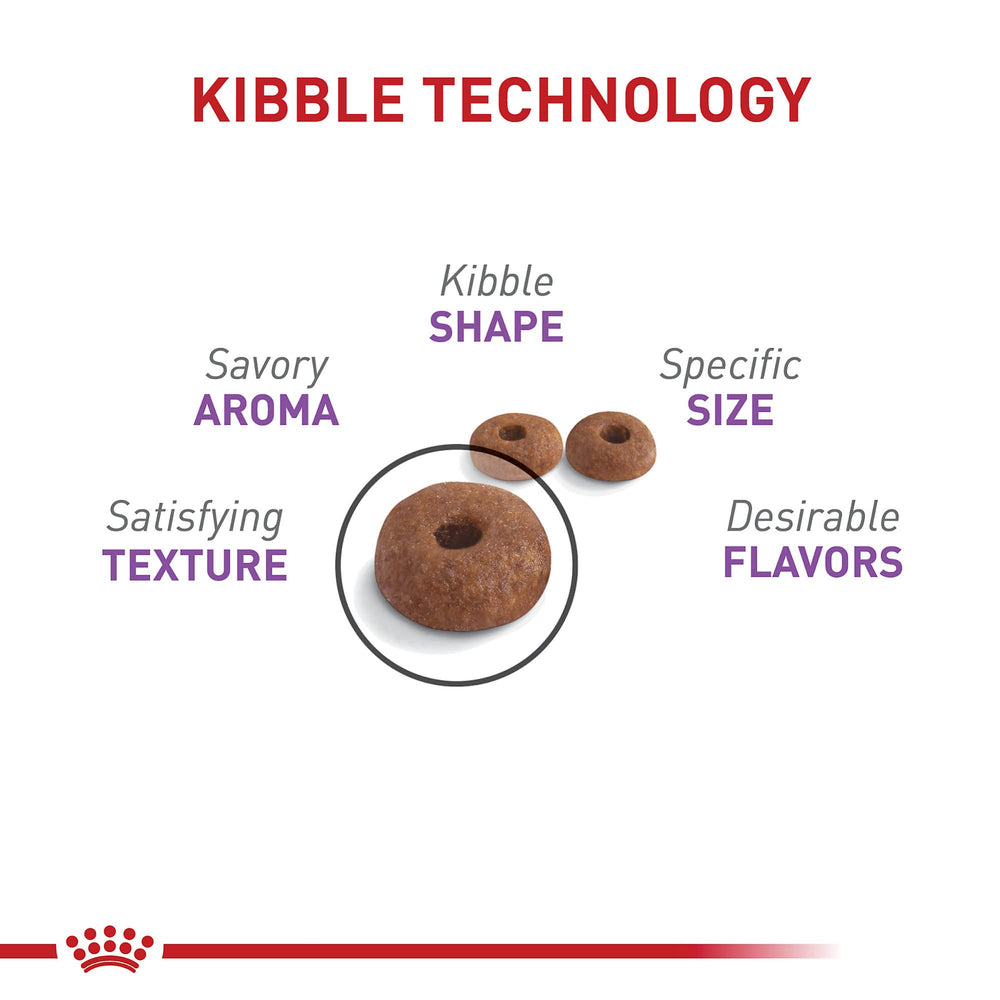 Royal Canin adult cat kibble close-up highlighting fiber content for fullness