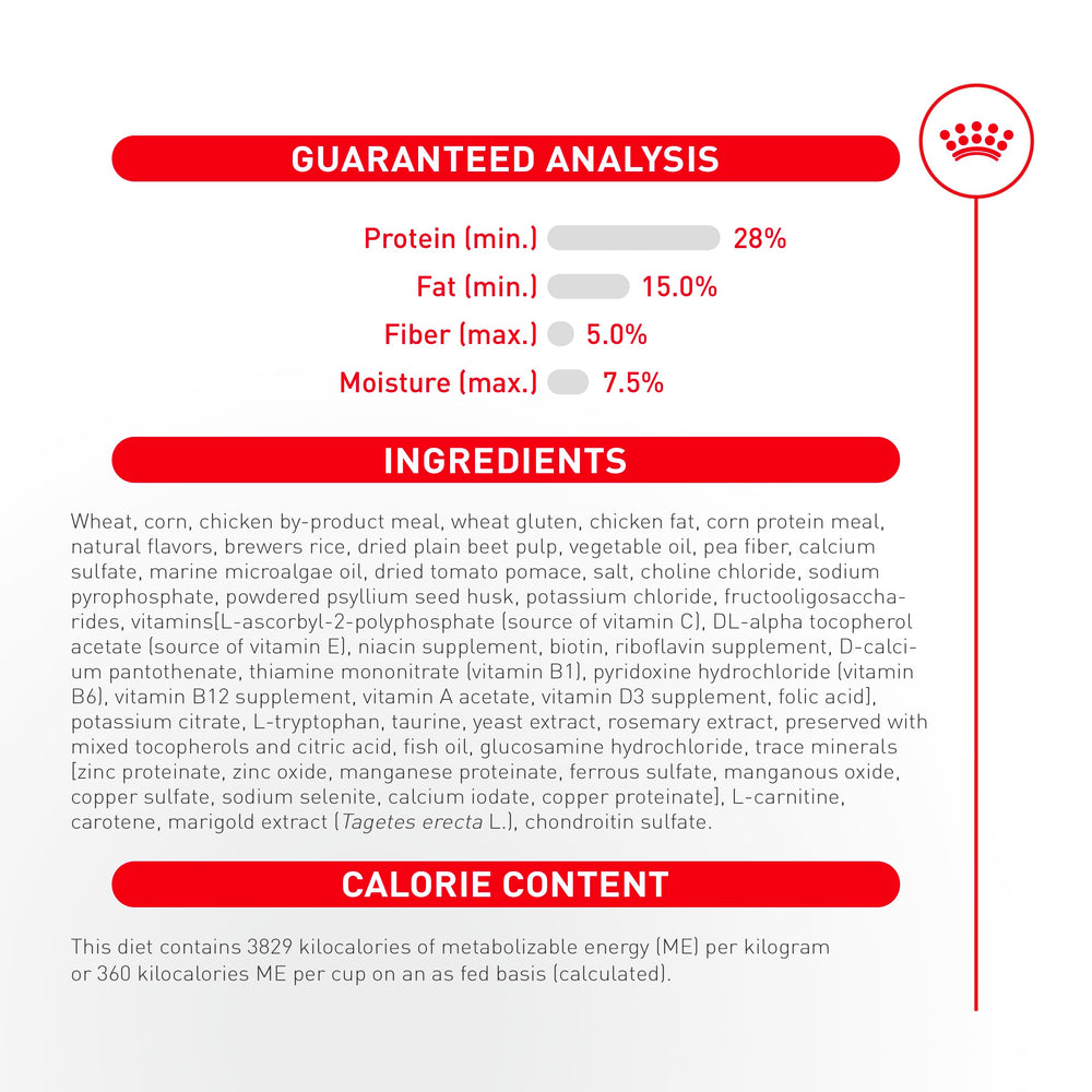 Cognitive-friendly nutrients present in the Aging 11+ kibble.