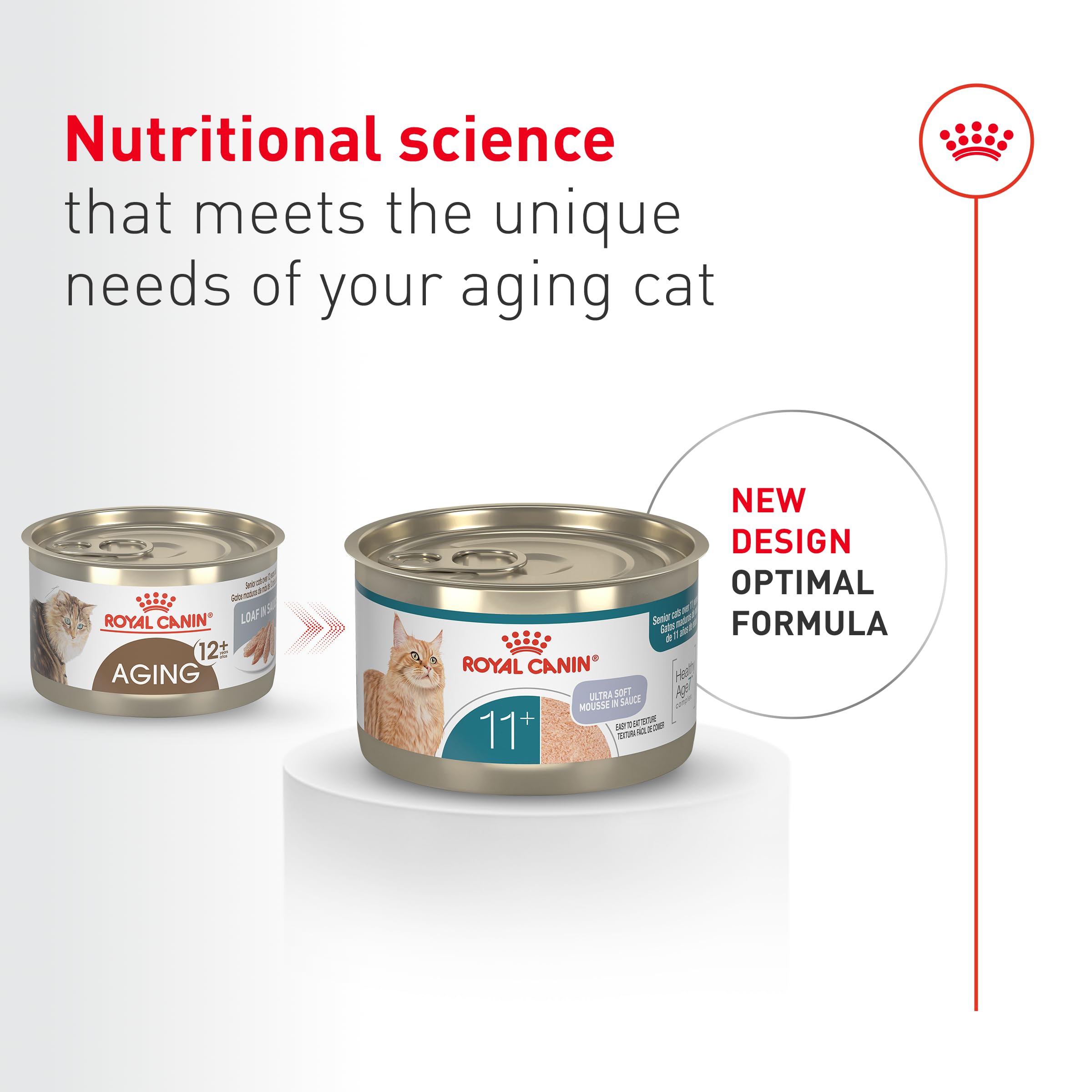 Close-up of Royal Canin Aging 11+ mousse texture, inviting for senior cats.