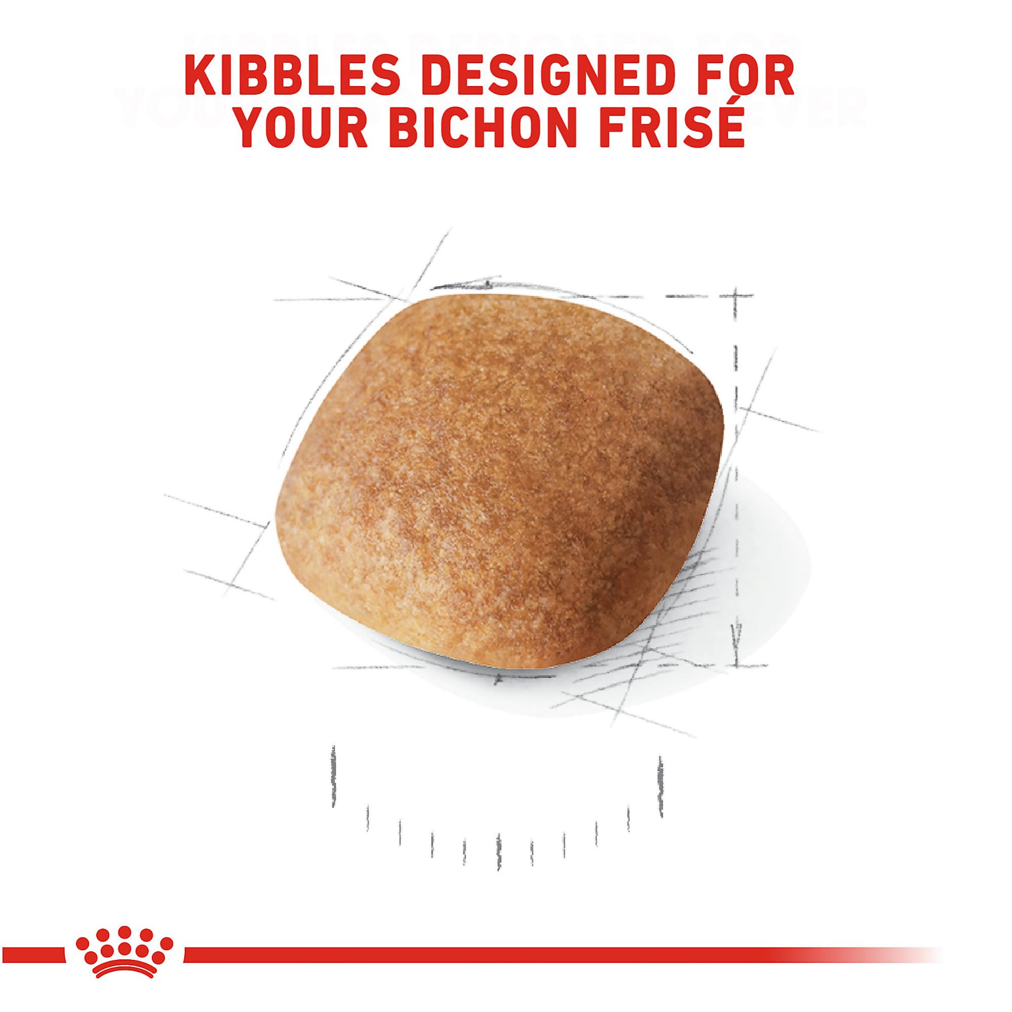 Royal Canin Bichon Frise kibble close-up designed for small mouths.