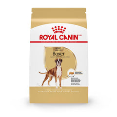 Royal Canin Boxer Adult dry dog food bag, breed-specific nutrition for Boxers.