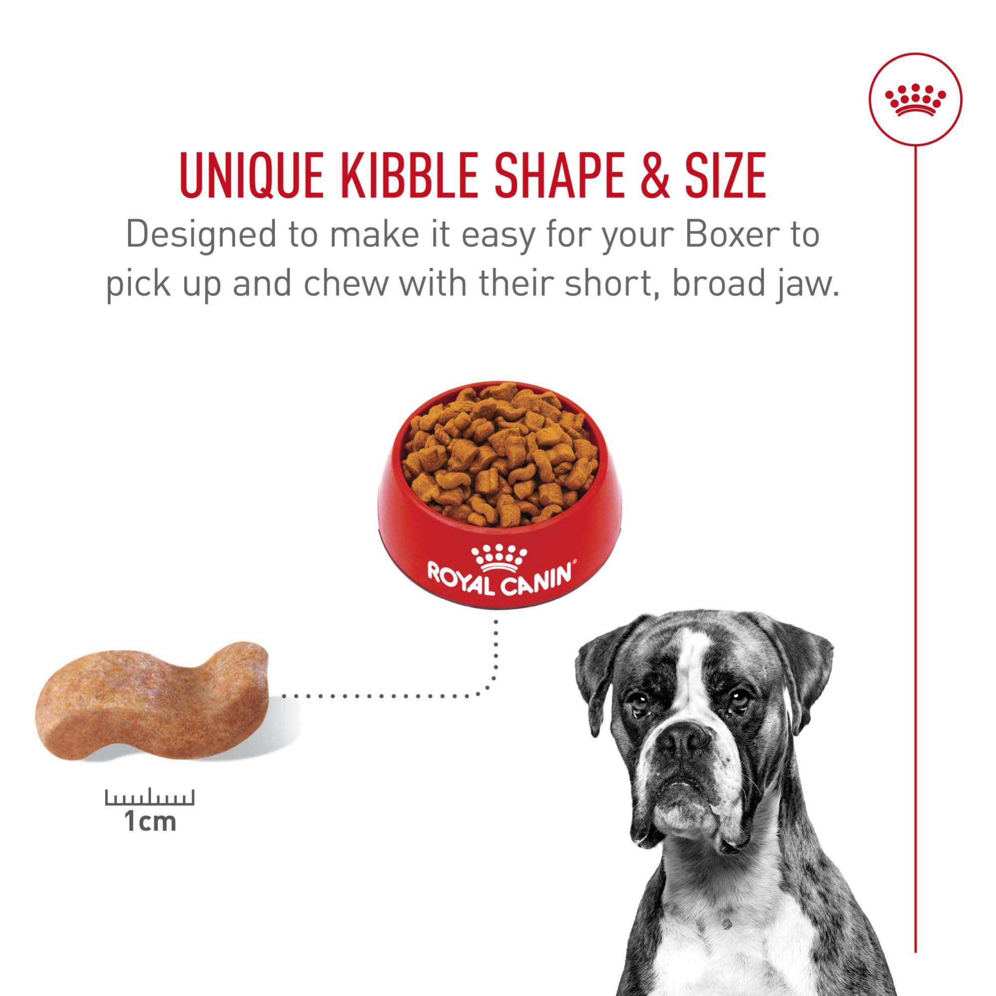Royal Canin Boxer Adult formula label close-up with breed-specific nutrition.