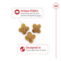 Royal Canin Breed Health German Shepherd Puppy bowl scene signaling immune support and digestion.