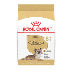 Royal Canin Chihuahua Adult 8+ dry food bag highlighting senior small-breed nutrition