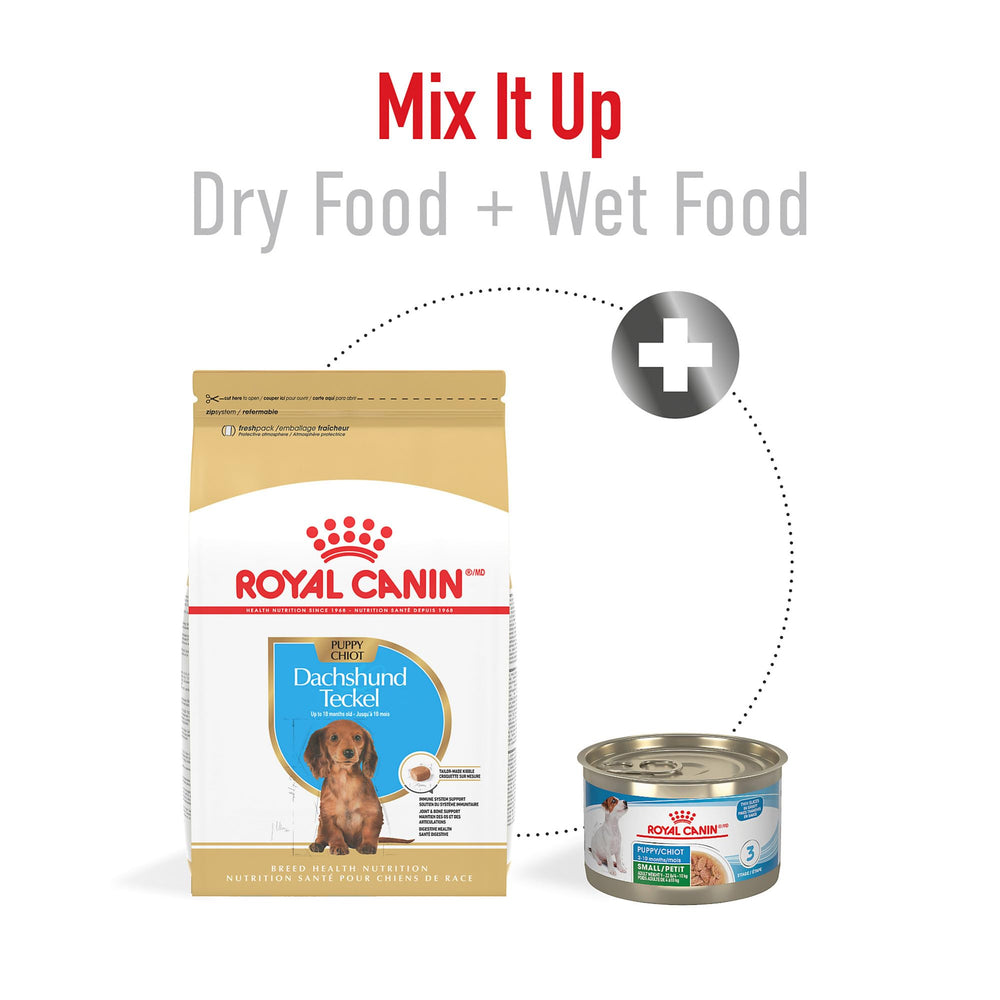 Royal Canin Dachshund Puppy highly digestible proteins aid digestion.