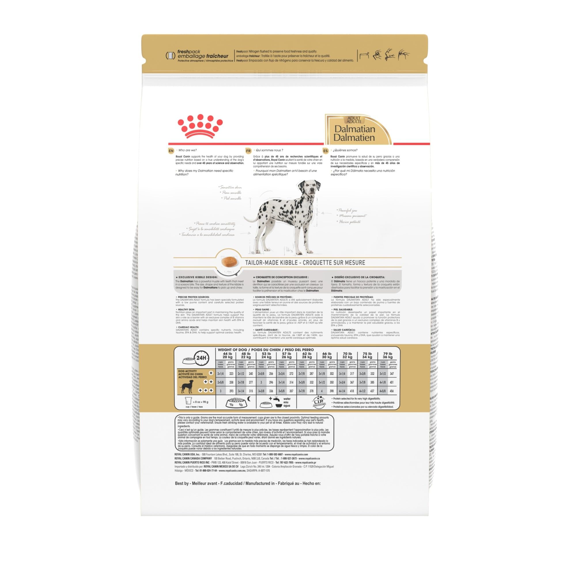 Royal Canin Dalmatian packaging communicates breed-specific nutrition.