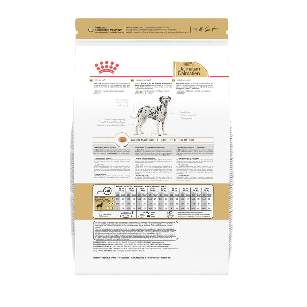 Royal Canin Dalmatian packaging communicates breed-specific nutrition.