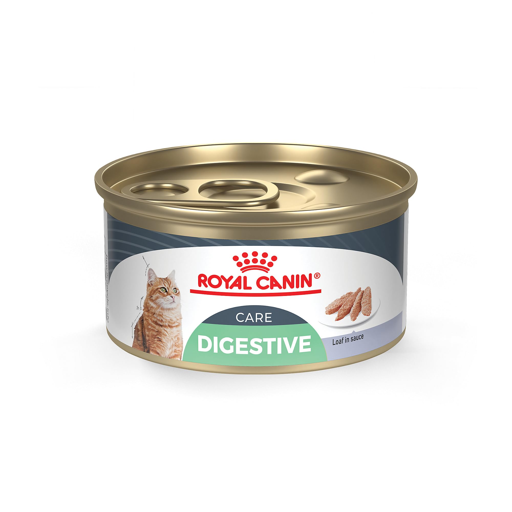 Royal Canin Digestive Care Loaf in Sauce cat food in a bowl supports digestive comfort.