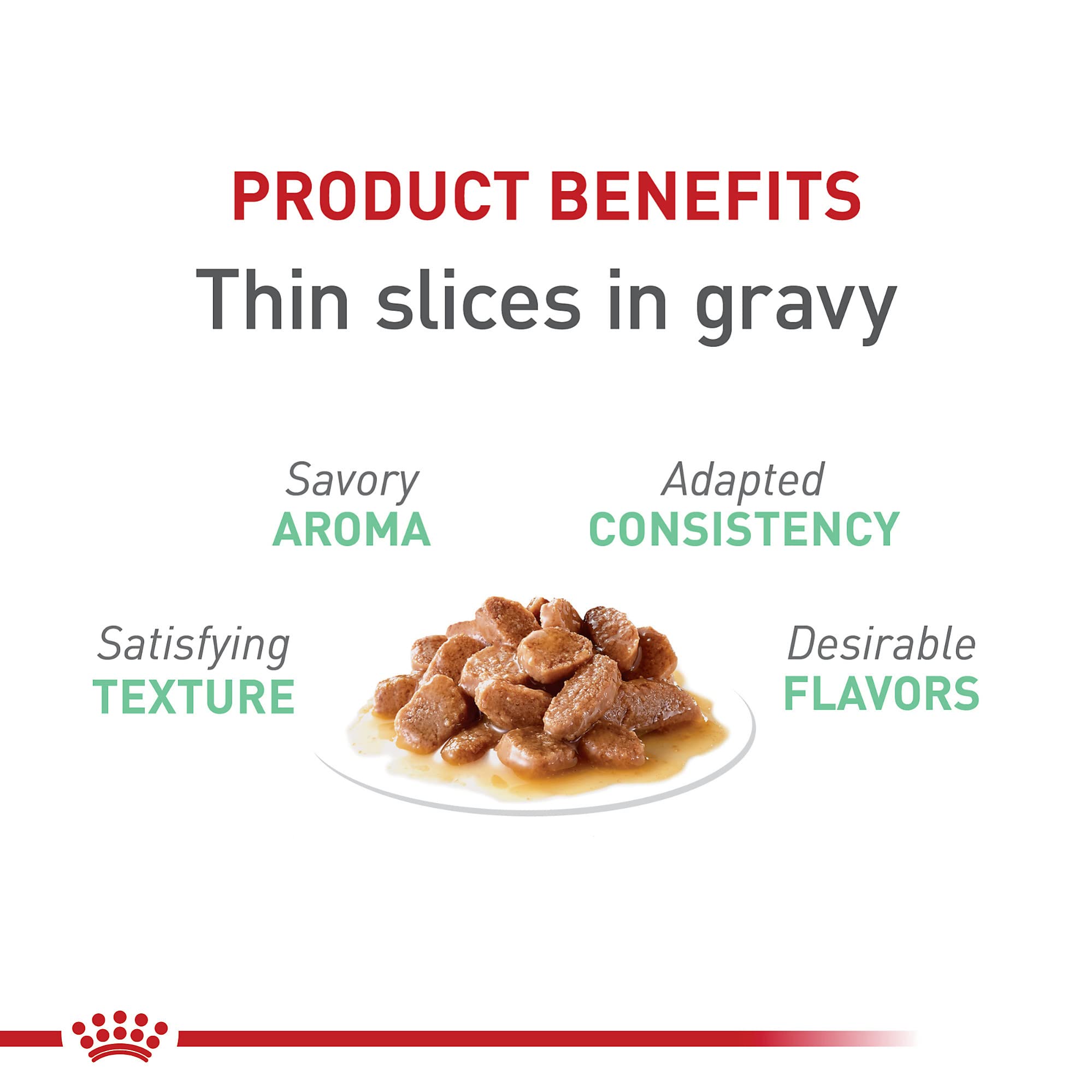 Royal Canin Digestive Care slices in gravy shown in a serving cup for convenient meals.