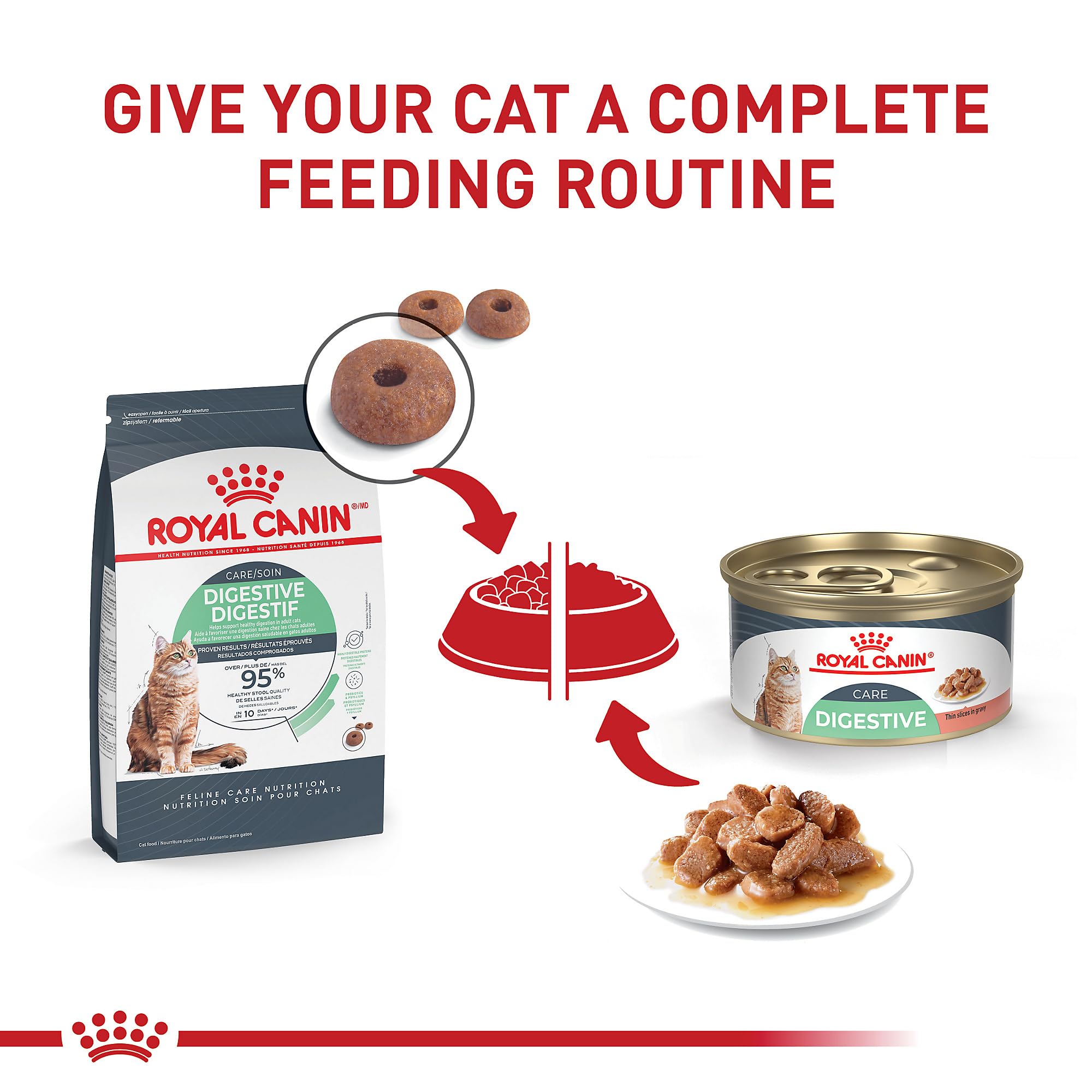 Closeup of Royal Canin Digestive Care gravy slices highlighting texture and appeal