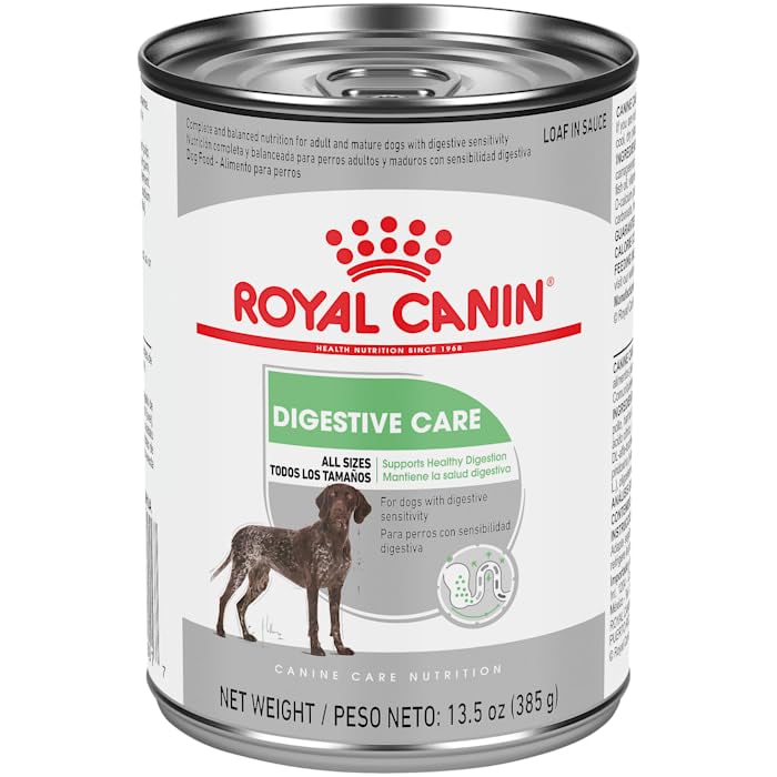Serving bowl with Royal Canin Digestive Care loaf in sauce showing convenient portion.