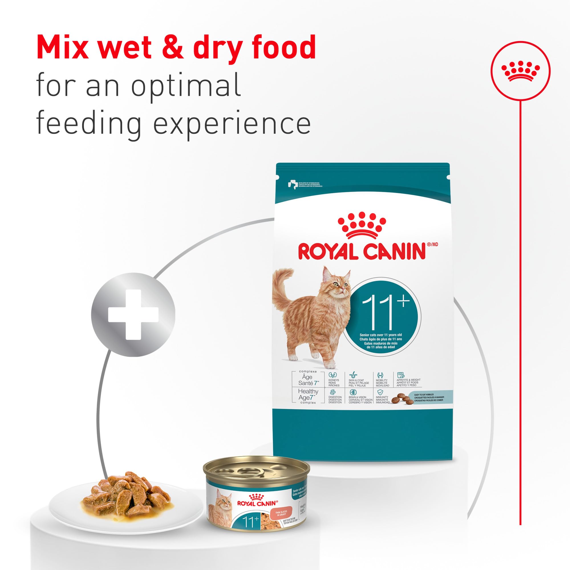 Royal Canin easy-to-chew texture enhances mealtime enjoyment for seniors.