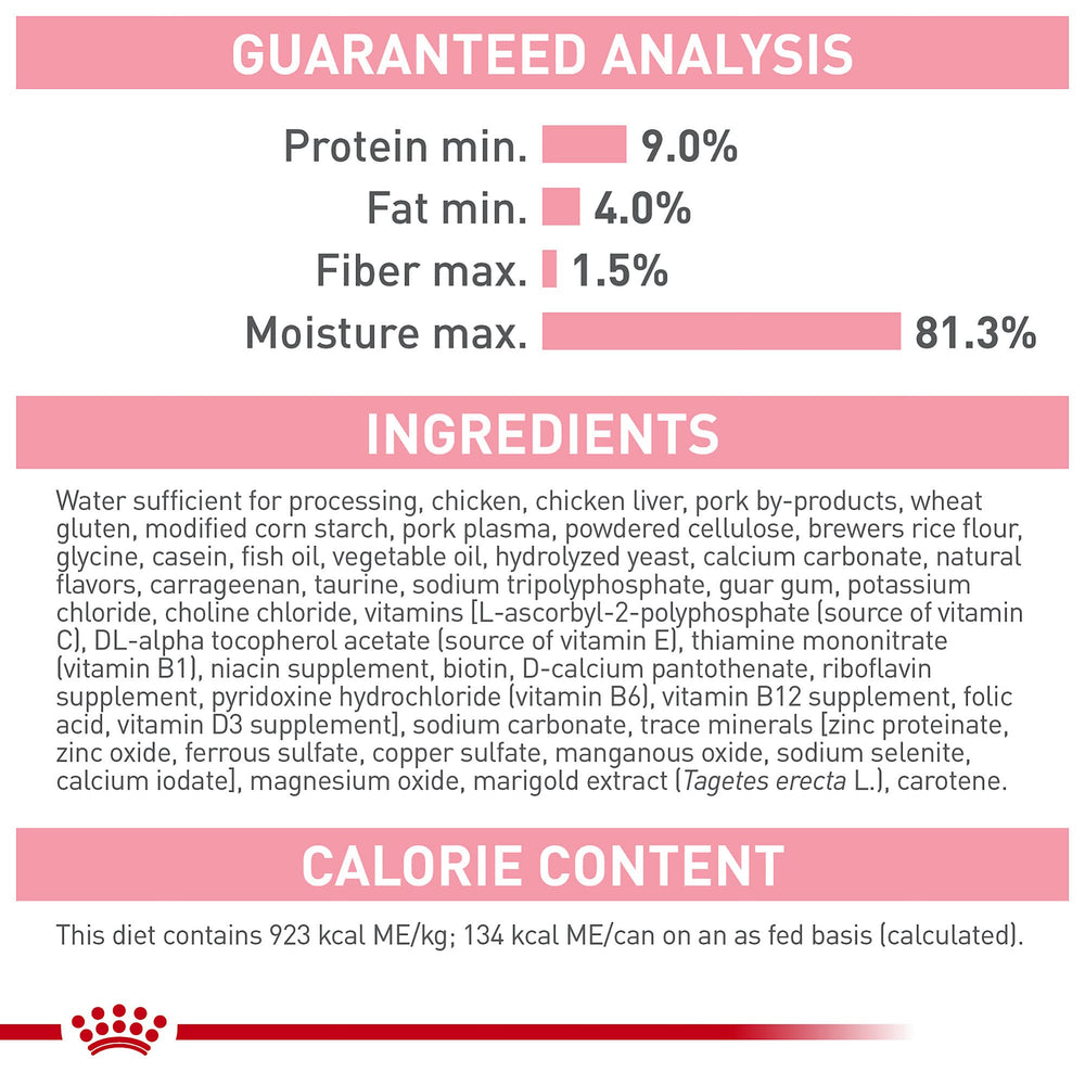 Easy-to-eat wet cat food texture in sauce from Royal Canin