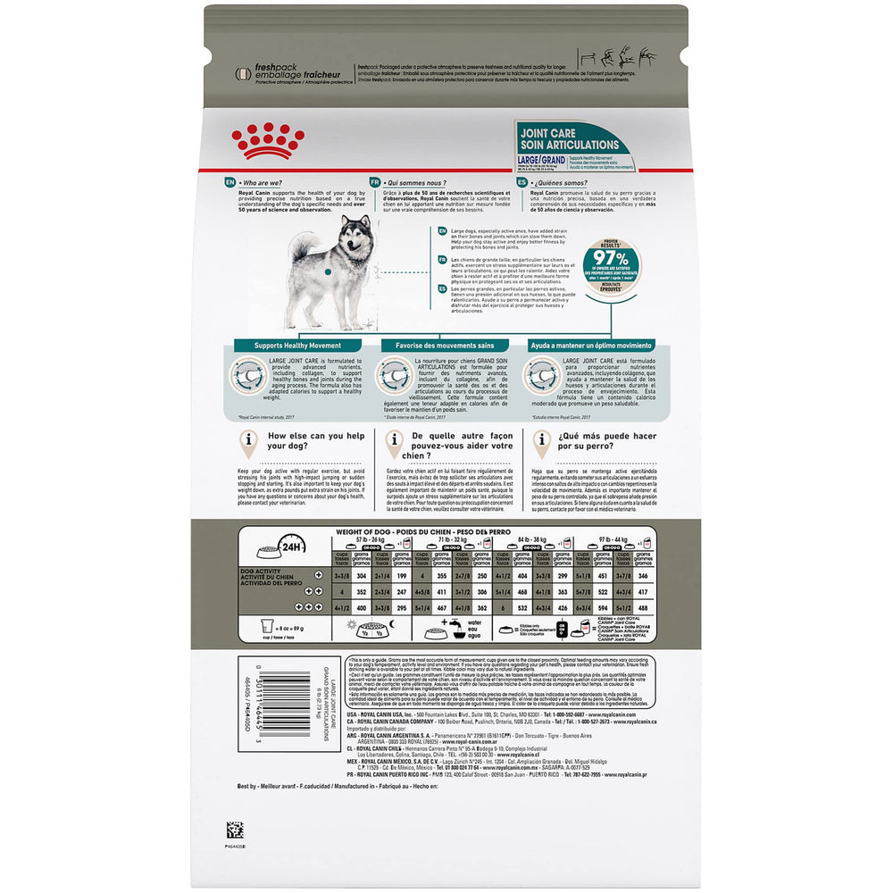 Royal Canin feeding time with a large dog, showing everyday joint support.