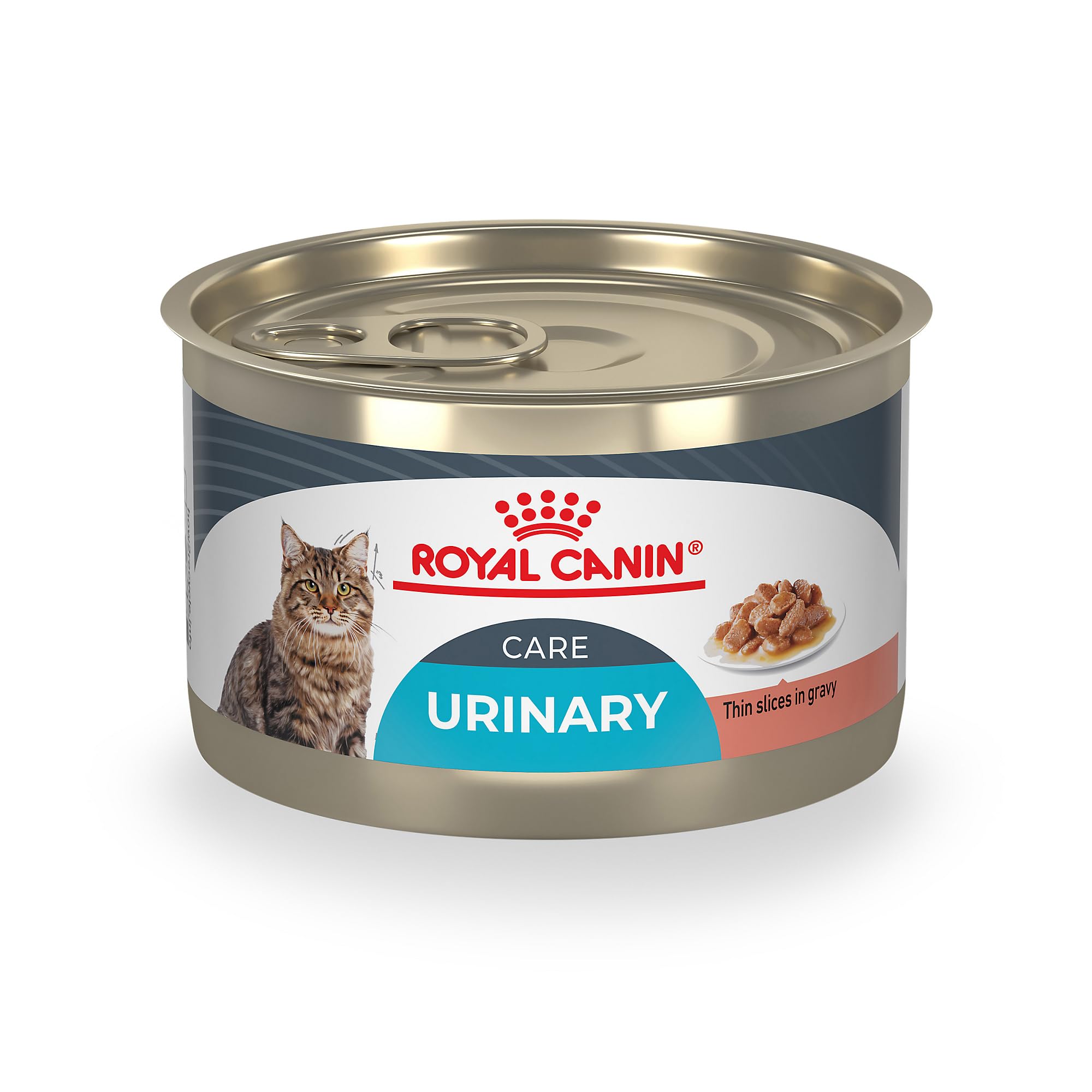 Royal Canin Feline Urinary Care wet food with thin slices in gravy for urinary health support.