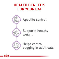Royal Canin fiber-rich formula pellets shown for potential weight management