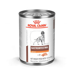 Dog enjoying meal of Royal Canin Gastrointestinal Low Fat Loaf
