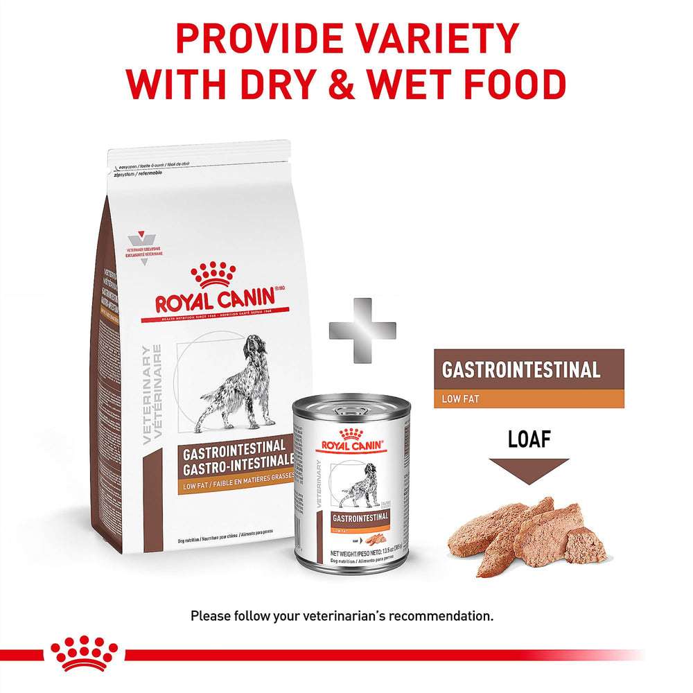 Front view of Royal Canin Gastrointestinal Low Fat Loaf pack