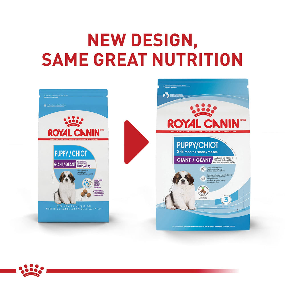 Royal Canin Giant Breed Puppy kibble closeup showing crunchy texture.