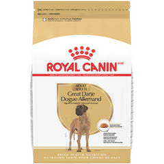 Royal Canin Great Dane Adult dry dog food bag 30 lb, easy to store and portion.