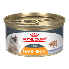 Royal Canin Hair & Skin Care Loaf in Sauce in a bowl promotes a shiny coat