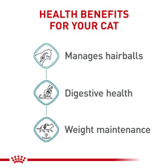 ROYAL CANIN Hairball Care ideal-weight formula helps maintain balance