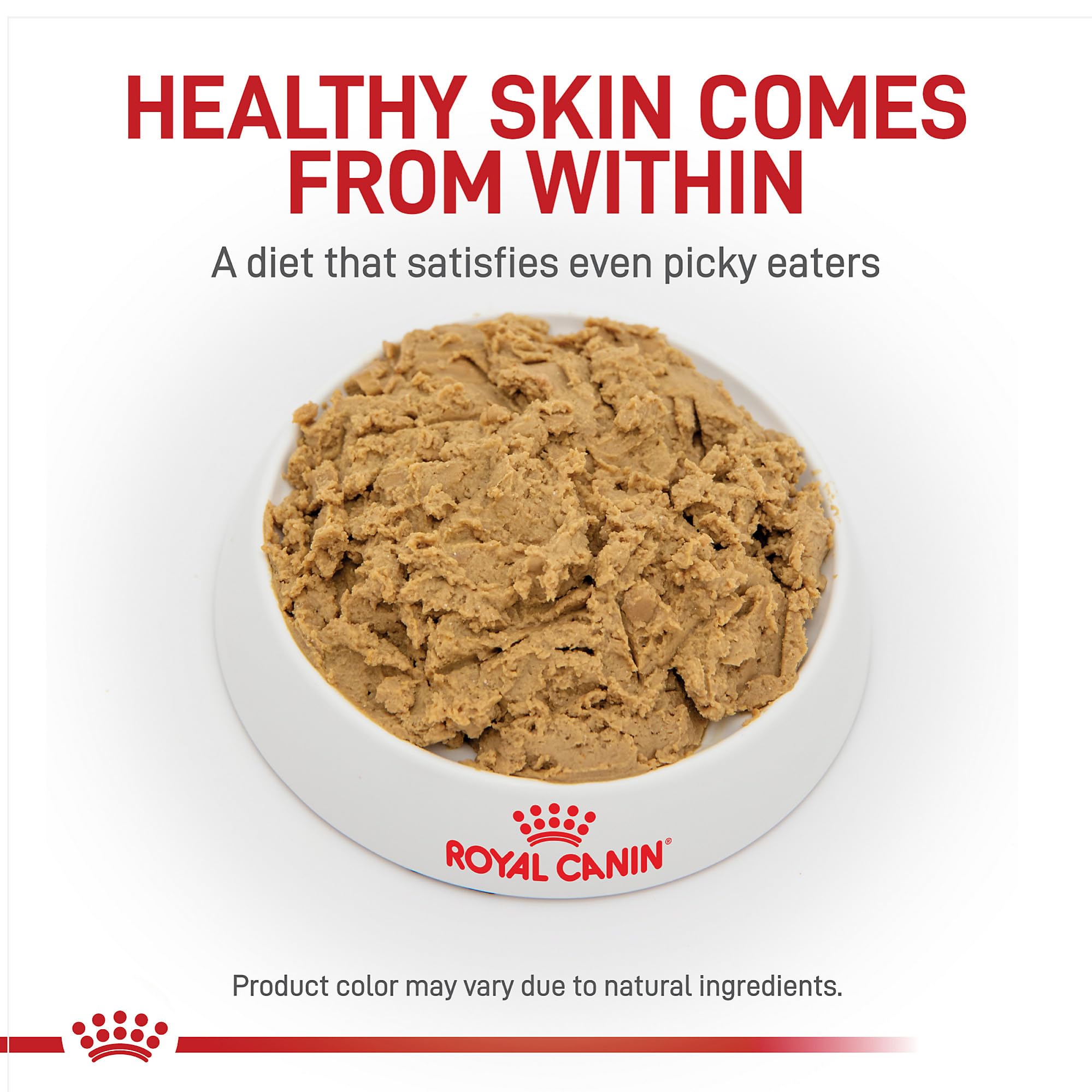 Royal Canin Hydrolyzed Protein Loaf serving bowl shows a highly palatable meal for sensitive dogs.