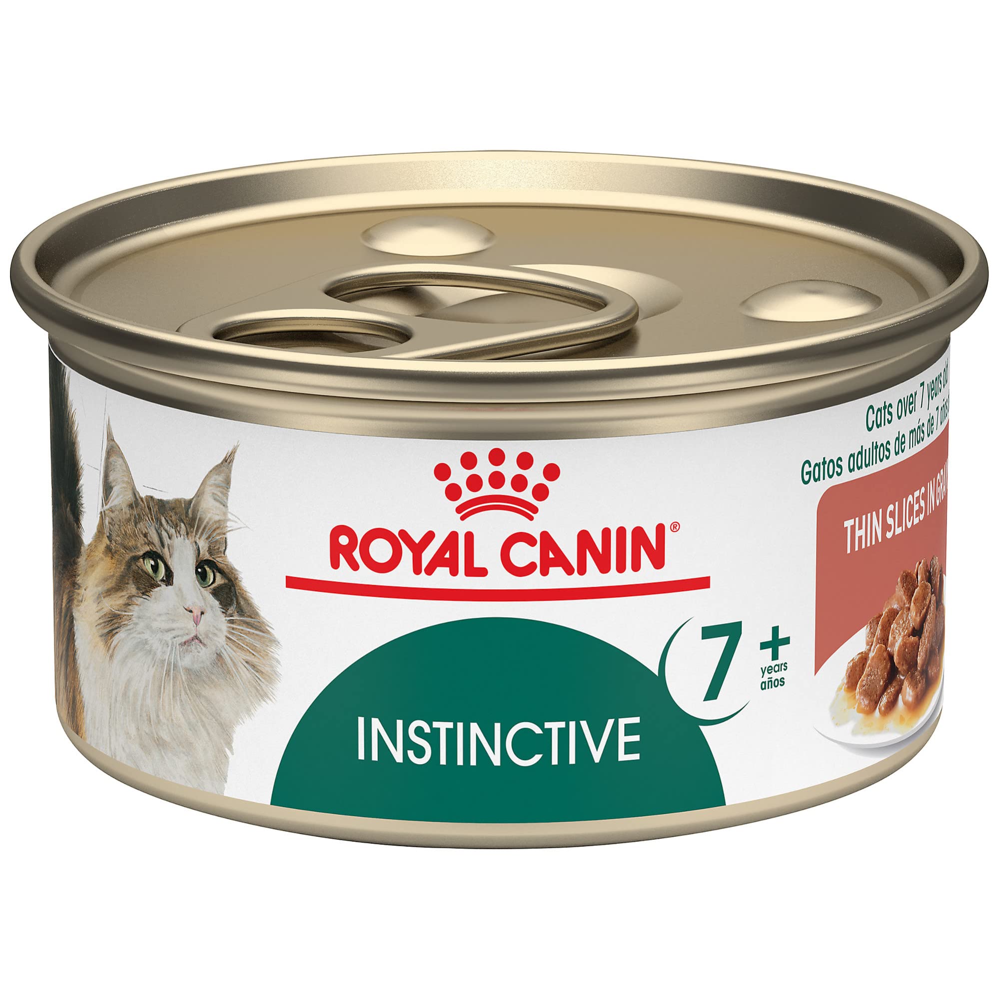 Royal Canin Instinctive 7+ thin slices in gravy in a bowl for senior cats appetites