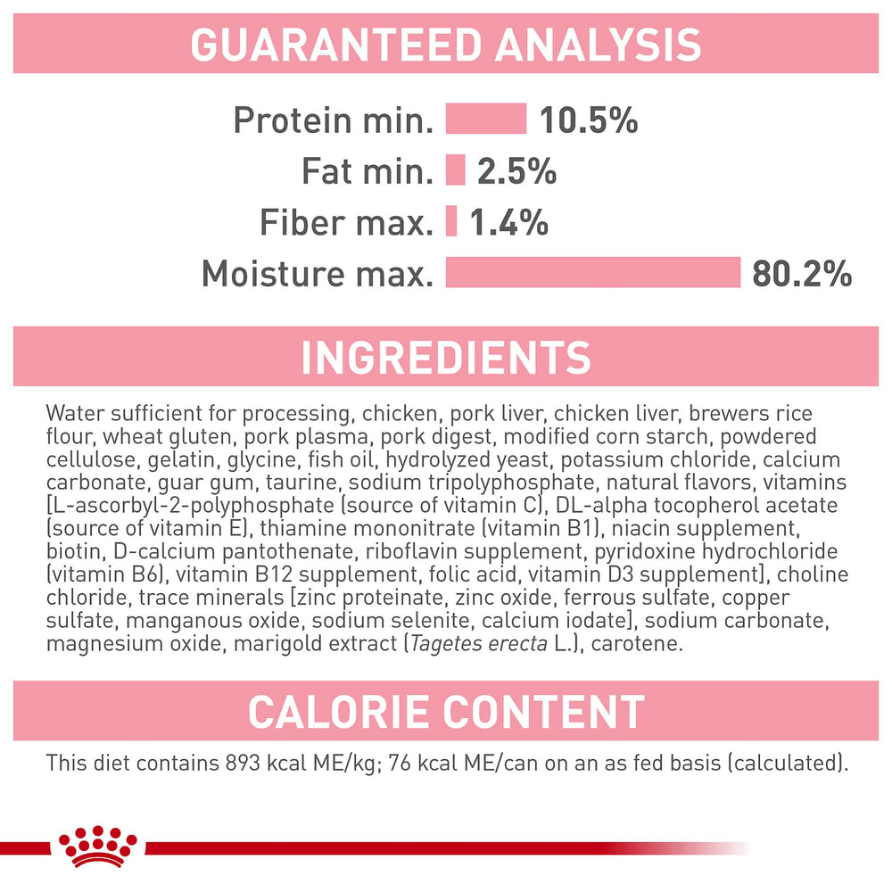 Royal Canin Kitten Easy Chew Gravy closeup supports comfortable bites for tiny jaws.
