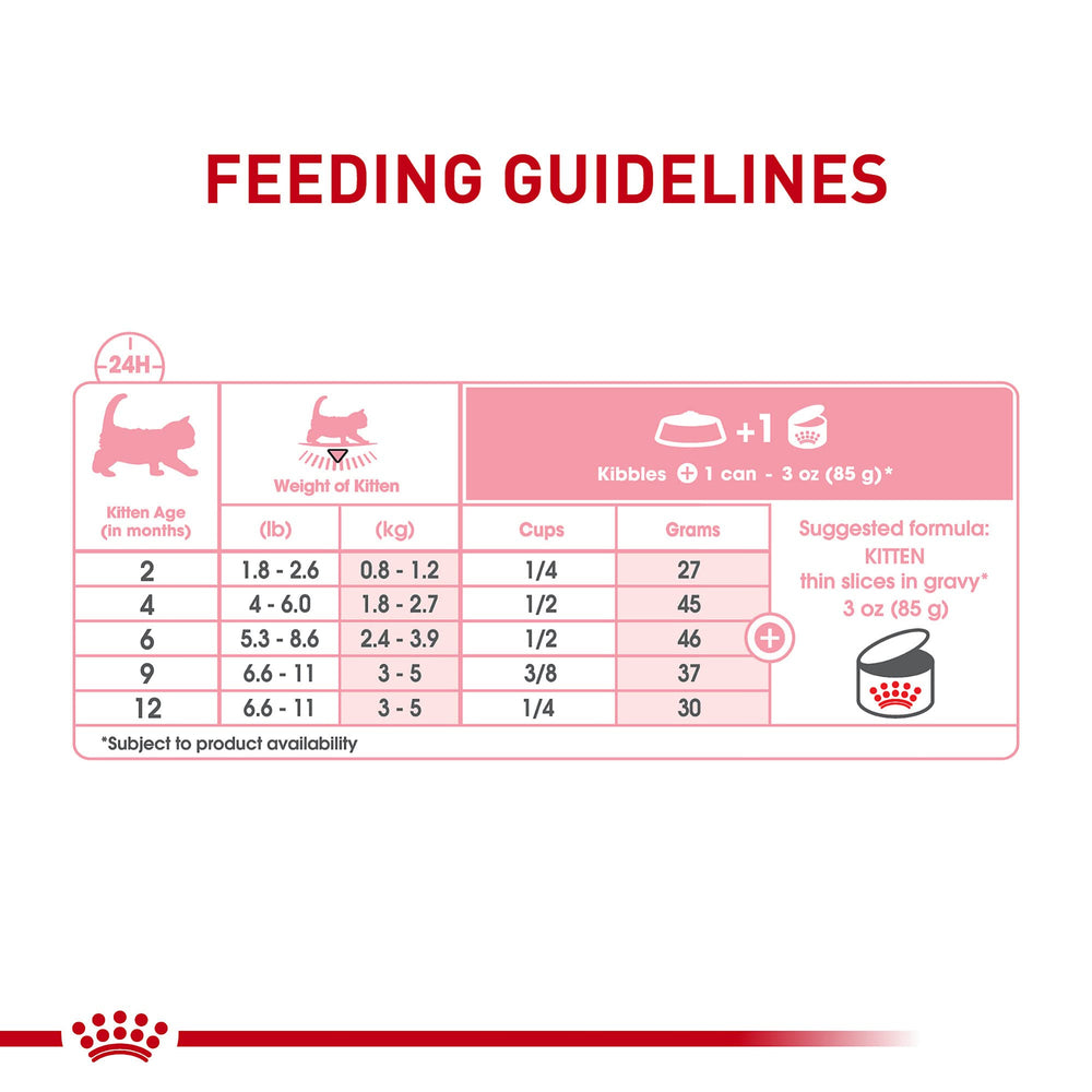 ROYAL CANIN Kitten Thin Slices in Gravy packaging on shelf to highlight availability in packs.