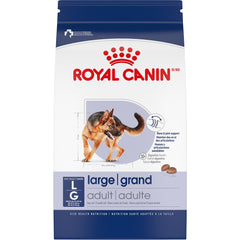 Royal Canin large-breed kibble in bowl, highly palatable for big dogs