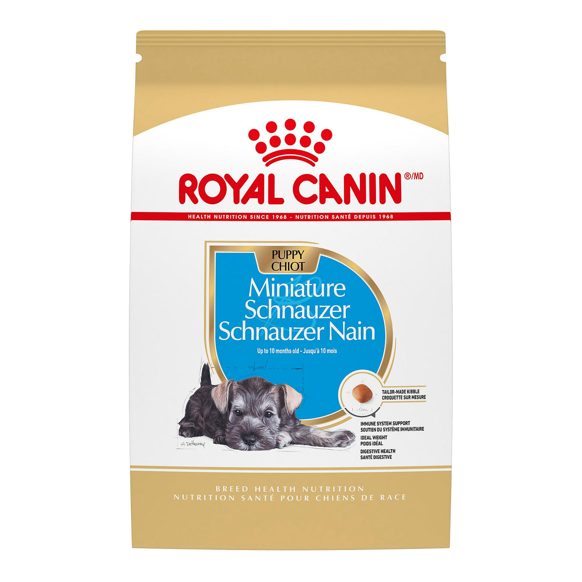 Royal Canin Miniature Schnauzer Puppy kibble close-up aids small-breed chewing