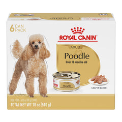 Royal Canin Poodle Adult wet food loaf in sauce showing palatable texture for picky eaters