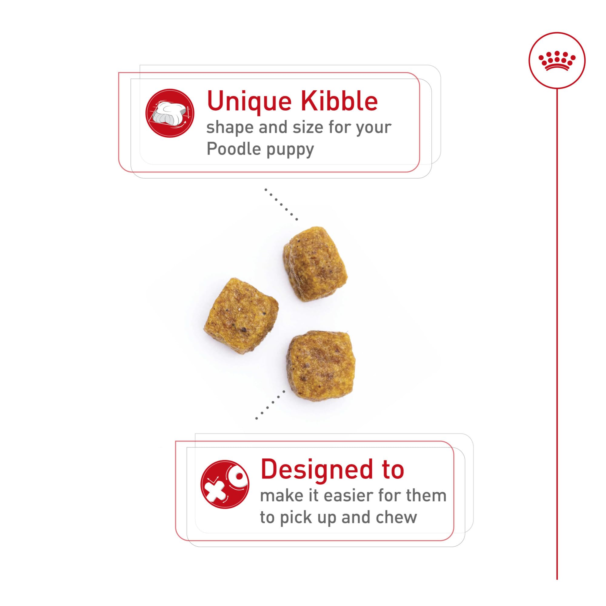 Royal Canin Poodle Puppy kibble design aiding easy pickup for small jaws