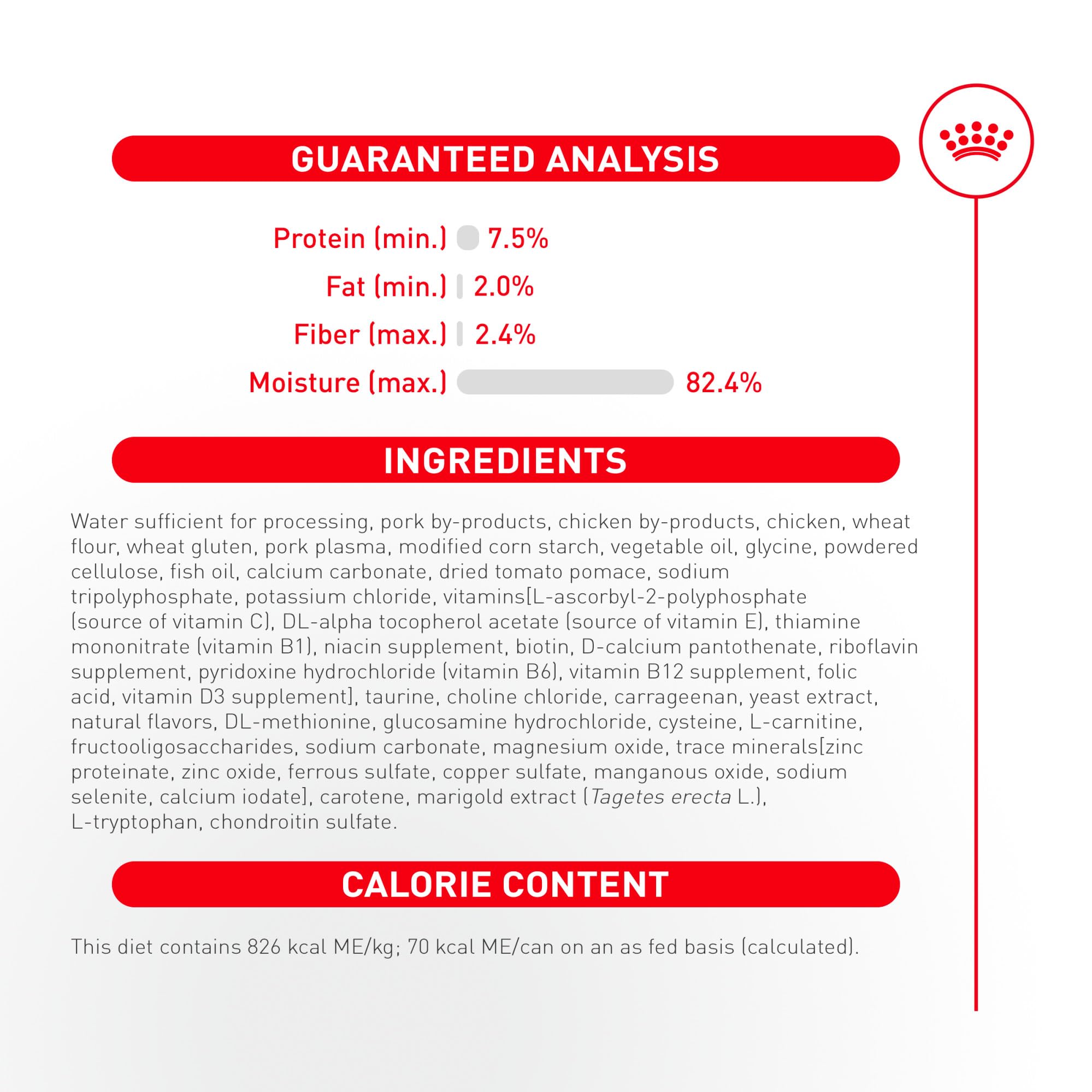Royal Canin prebiotic fibers support gut health during aging.