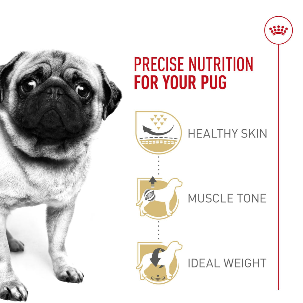 EPA and DHA skin and coat support in Royal Canin Pug formula