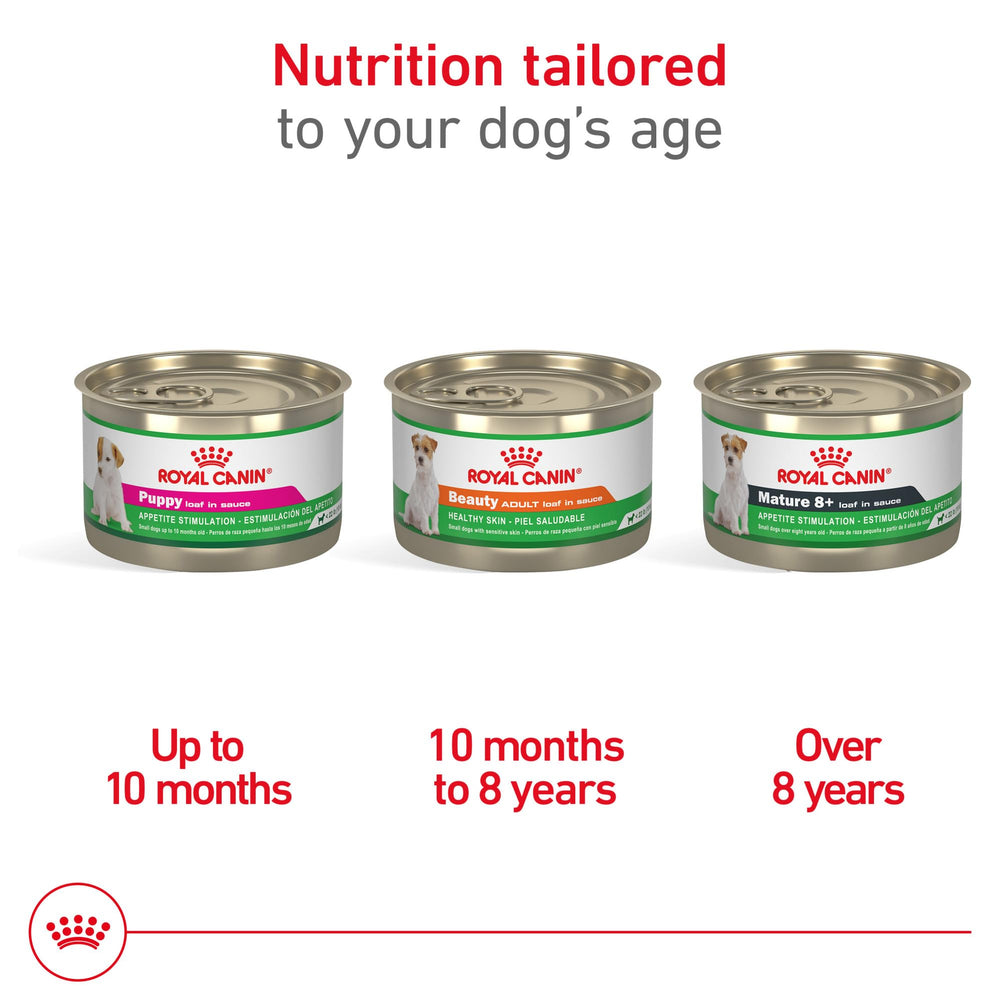 Royal Canin Puppy Loaf in Sauce with dry kibble mix option for balance.