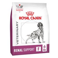 Royal Canin Renal Support F 6 lb bag showing kidney health-focused formula.