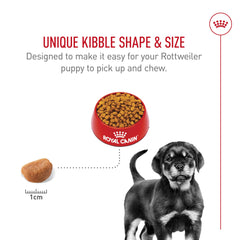Digestive support with prebiotics in Royal Canin Rottweiler Puppy promoting healthy stools