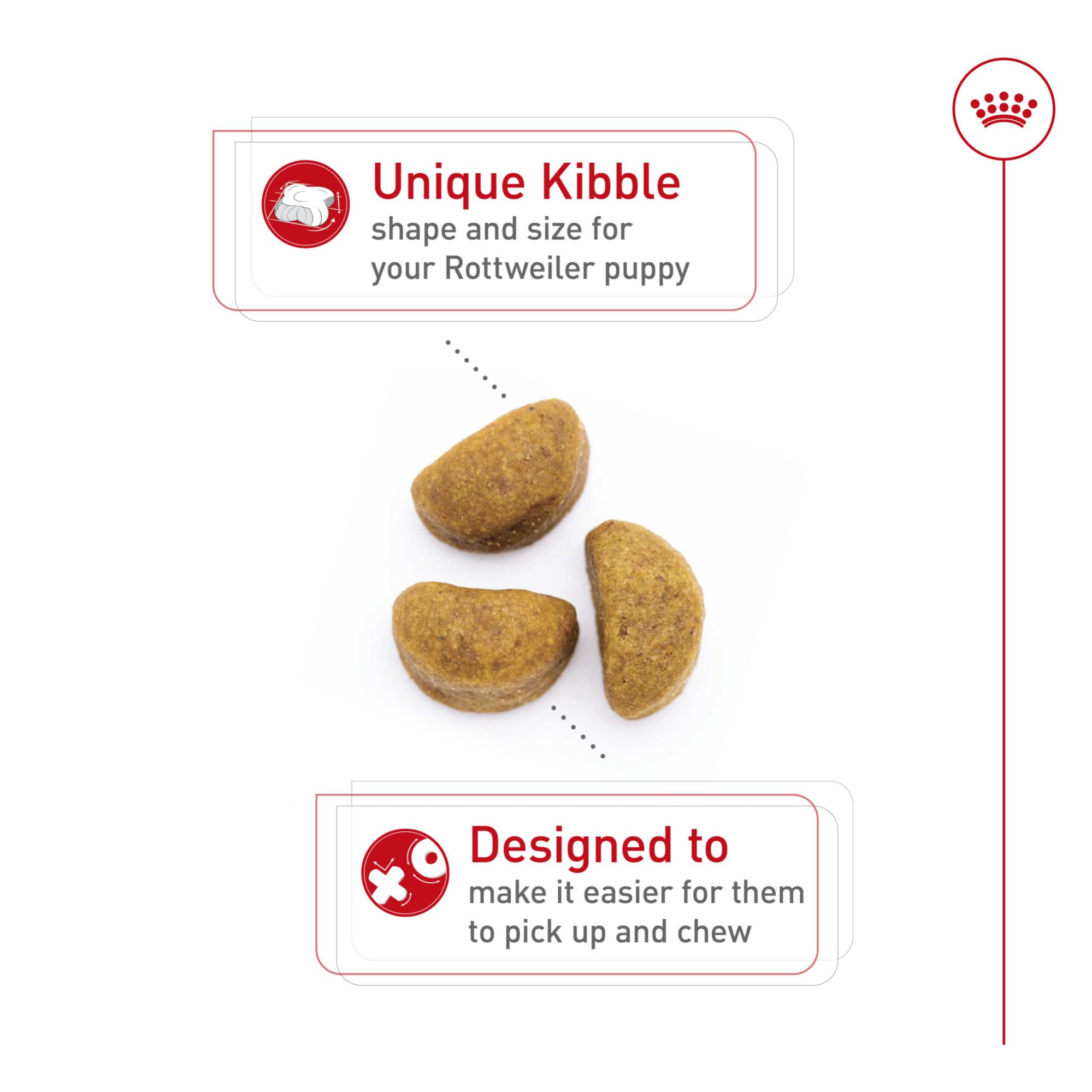 Kibble shape for Royal Canin Rottweiler Puppy aiding easy chewing