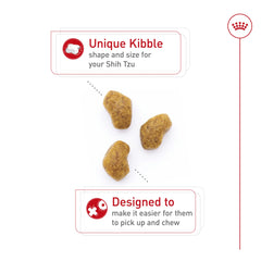 Royal Canin Shih Tzu kibble close-up emphasizing small-breed kibble shape